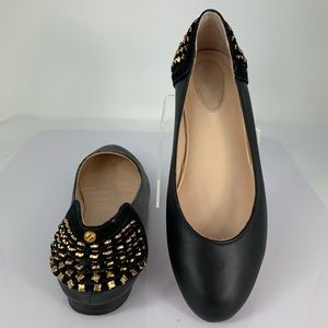 Kat Maconie Black Flats with Embellished Back